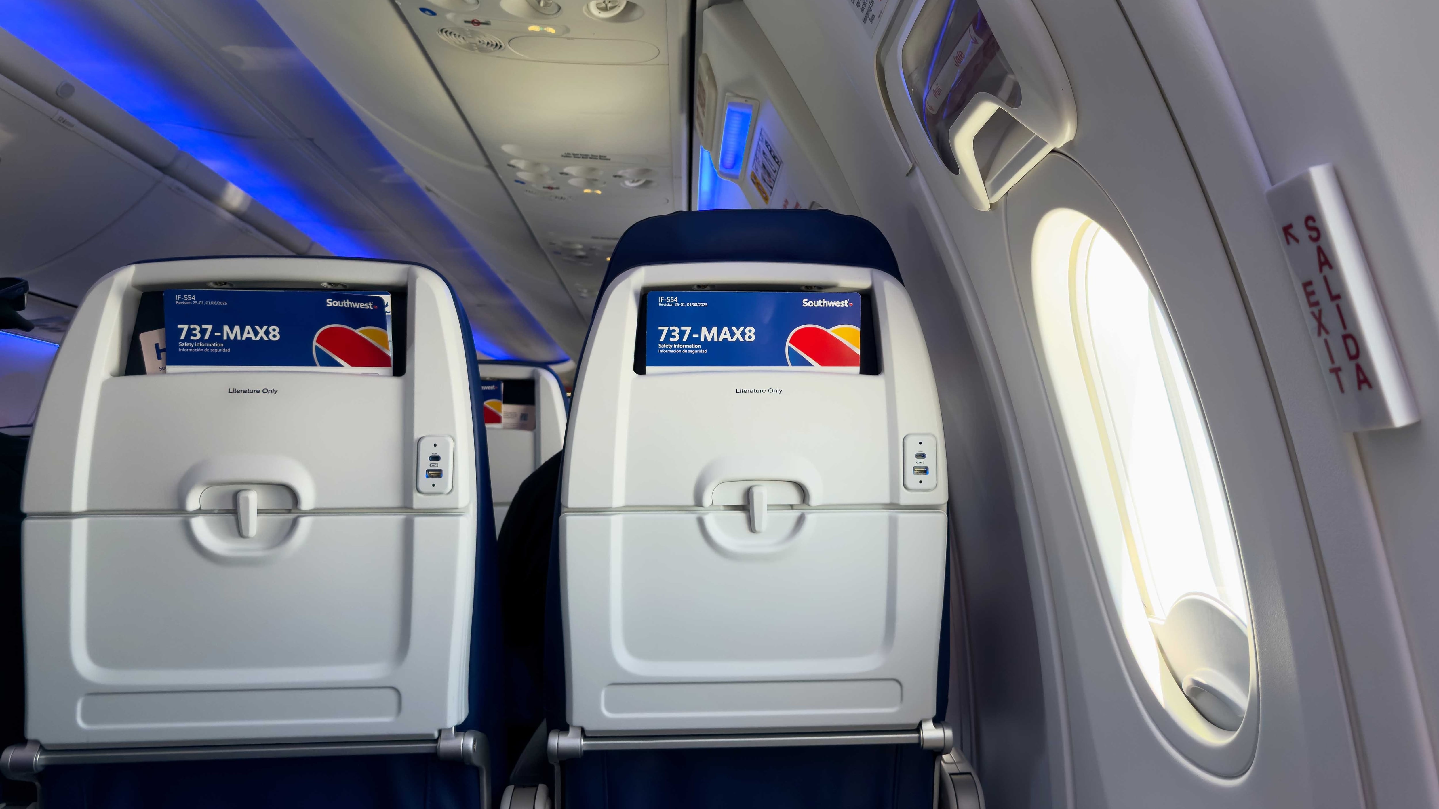Southwest Airlines Boeing 737 MAX 8 airplane cabin interior