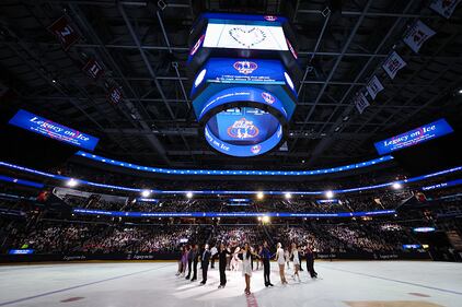 Ice skaters performing